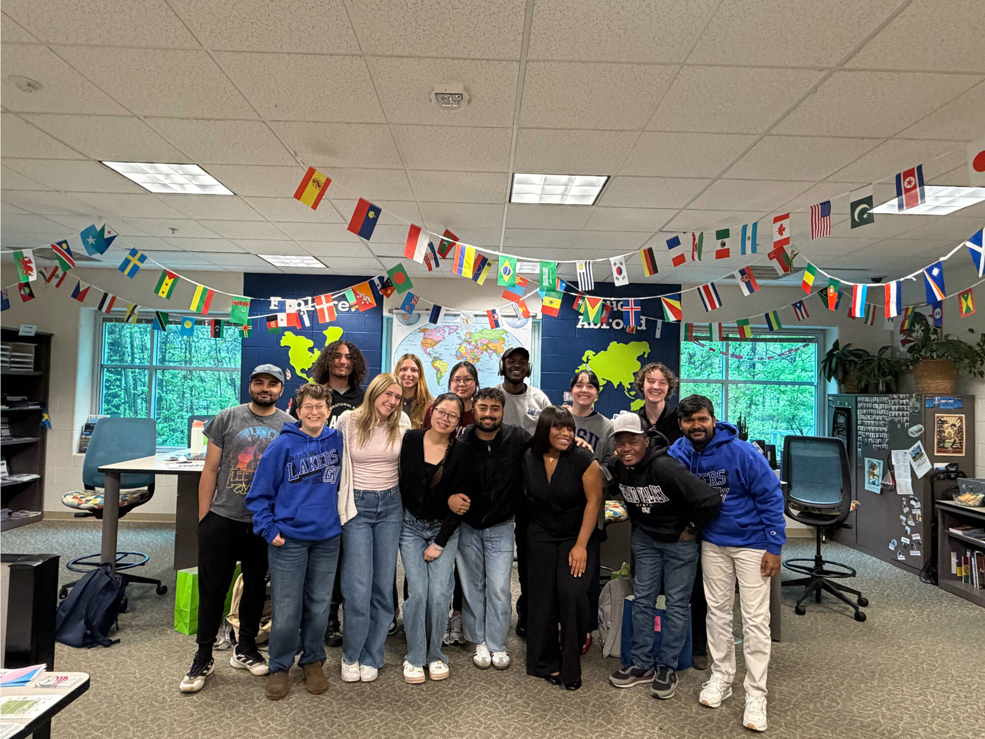 Peer Advisers posing for a photo at the end of the year party in 130 LOH